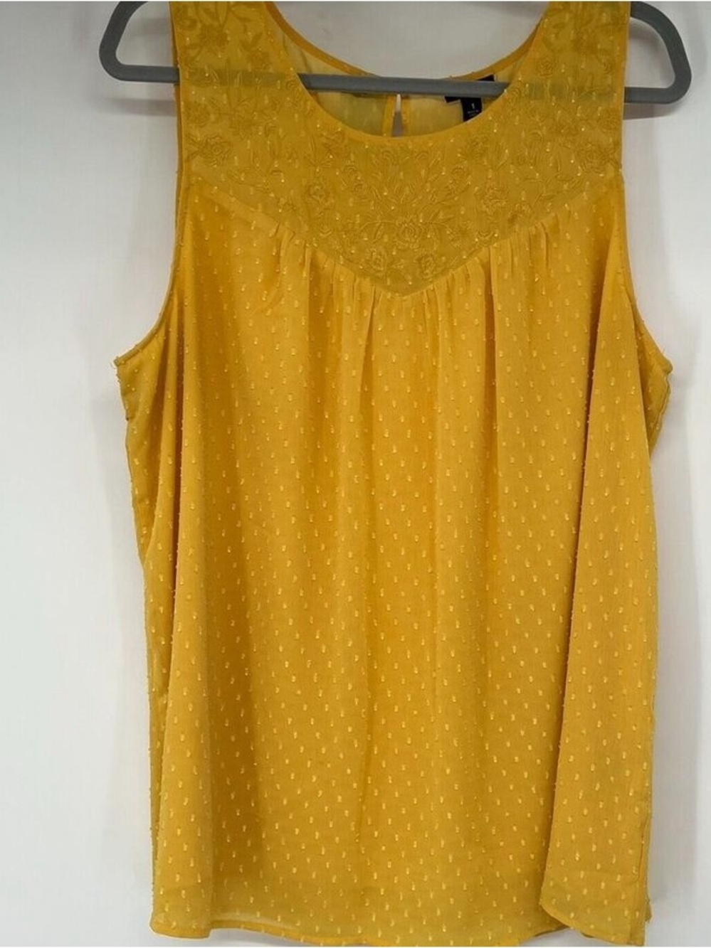 torrid Mustard Yellow Embroidered Yoke Sleeveless Top